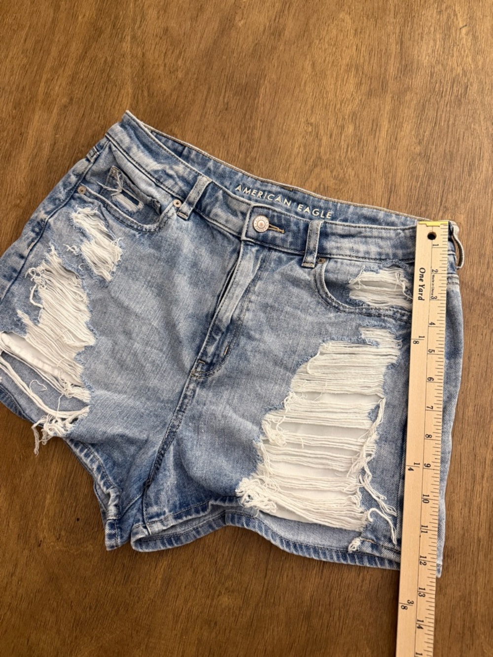 American Eagle Outfitters Light Blue Distressed Denim Cutoff Shorts